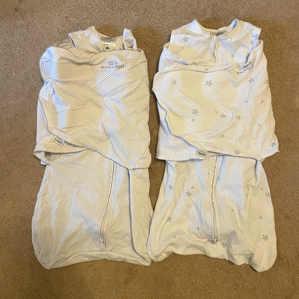 2 cotton Halo Swaddles Size Small